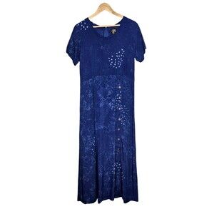 COCO INTERNATIONAL Maxi Dress Short Sleeve Stars Celestial M Whimsy Handmade